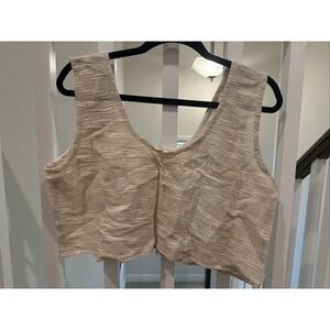 GardenBelle Shop Tank Top Womens Light Cream Burlap PLUS Cropped 100% Cotton NWT